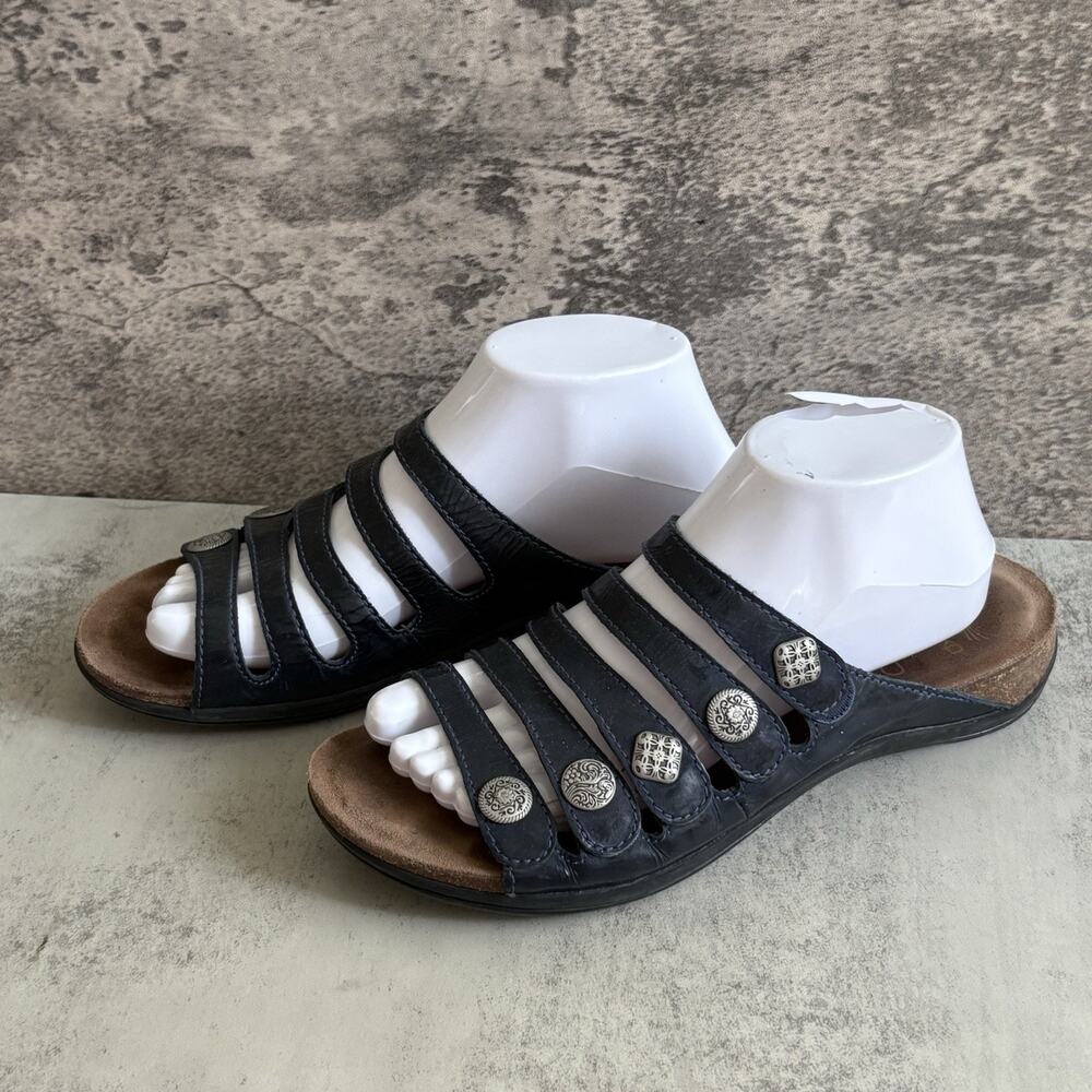 Dansko Janie Navy Blue Sandals Shoe Women's 40 US 9.5 Leather Strappy Comfort